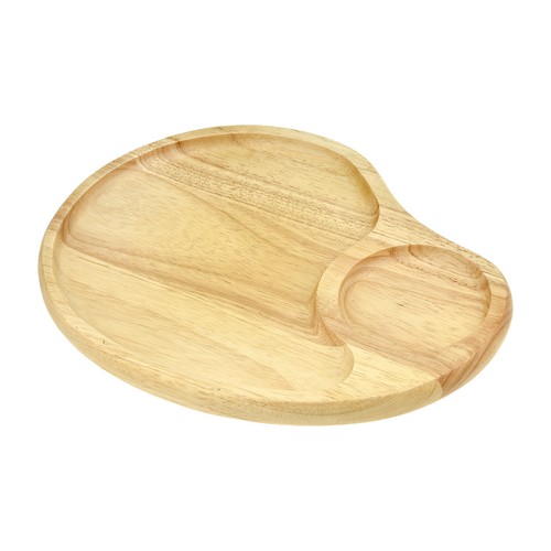 Aesthetic Functional Two Section Natural Wood Kitchen Plate with Drink Holder - Picture 3 of 5