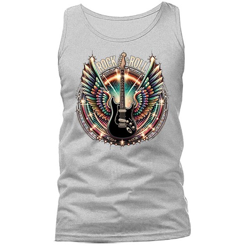 Camiseta sin mangas con alas de guitarra de rock y roll banda de música rock - Imagen 8 de 11