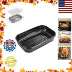 Dishwasher Safe 16x11 Roaster with Rack – Perfect for Thanksgiving and BBQs