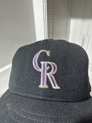 Colorado Rockies Hat Cap Fitted Mens 7 1/8 Black Purple Wool Basball New Era - Picture 2 of 15