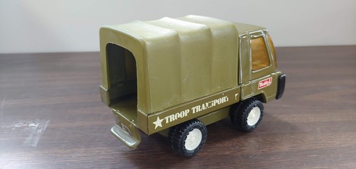 Vintage 1970 Buddy L Pressed Steel Army Military Troop Transport Truck 7" Green - Picture 5 of 8