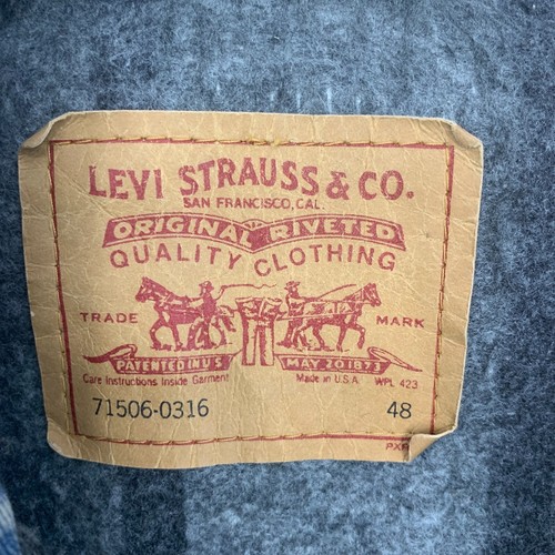 Vintage Levi's Made in USA Blanket Lined Denim Trucker Jean Jacket Men's Sz 48 - Picture 2 of 8