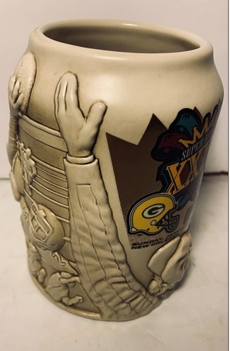 1997 NFL 3D Super Bowl XXXI Beer Stein Mug Packers Versus Patriots - Picture 8 of 12