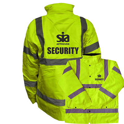 SECURITY SIA APPROVED HI VIS YELLOW PARKA JACKET, WORKWEAR, HI VIZ