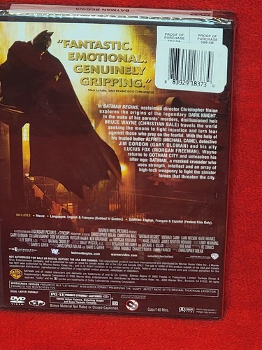 *Brand New & Sealed* Batman Begins (DVD, 2005, Widescreen) - Photo 3/4
