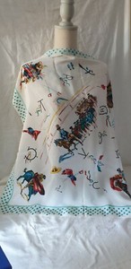 FOULARD EN SOIE , 74 X 74 cm , Toromachie FRANCE vintage corrida