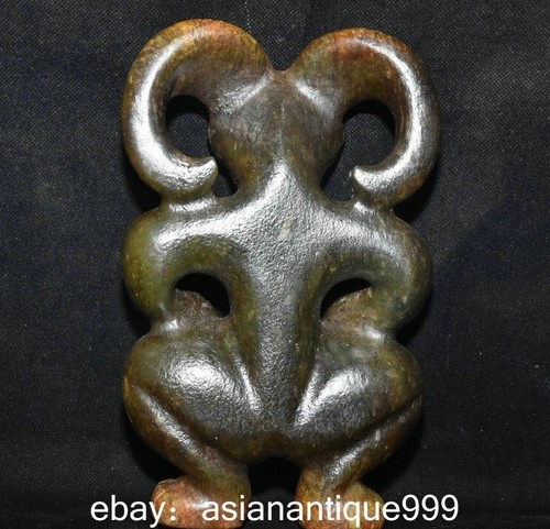 Statue tête de officiel bœuf dieu soleil Hetian culture chinoise Hongshan 8,6"