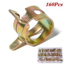 160Pcs Car Fuel Line Spring Clip Clamp Fastener Kit for Air Hose Tube Water Pipe