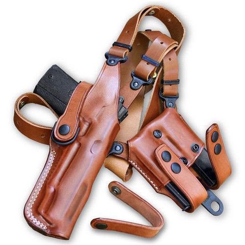 Vertical Shoulder Holster Double Magazine Case, Remington 1911 R1 9mm 5" #8009# - Picture 7 of 10