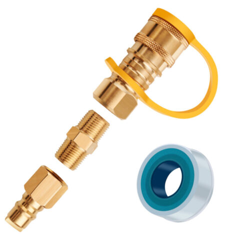 1/2",3/8" QDD LP Gas Propane Hose Quick Connect Fittings Disconnect Fittings Kit - Picture 15 of 18