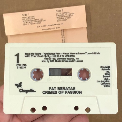PAT BENATAR Cassette Tape 80s Rock Pop CRIMES OF PASSION RCA CLUB EDITION - Picture 2 of 5