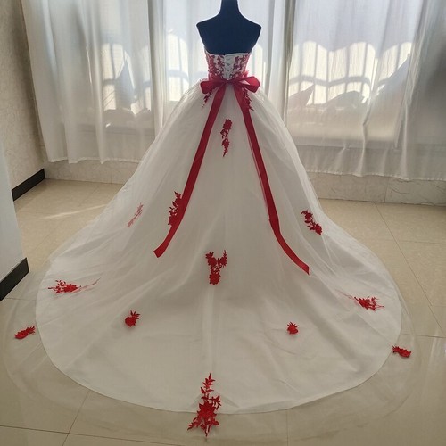 Efashionme Black and white wedding dress,Ball gown for her,Strapless Wedding Rec - Bild 9 von 12