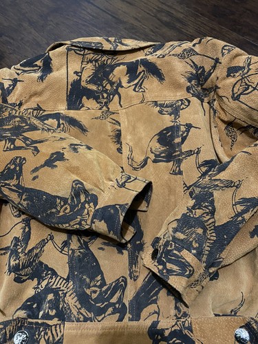 RARE Henri Bendel Jacket Women Sz Medium All Over Native Horse Collared Brown - Picture 5 of 7