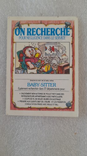 Kartenrückseite Les Crados " Wir suchen Babysitter " - Bild 1 von 2