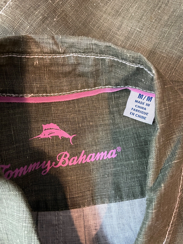 Camisa túnica Tommy Bahama 100 % lino abotonada manga larga verde oliva para mujer M - Imagen 8 de 9