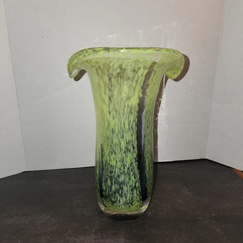 Vintage Telflora Murano Style Blown Heavy Art Glass Vase