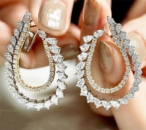 Fashion 925 Silver Drop Earrings for Women White Sapphire Jewelry A Pair/set - Picture 6 of 21