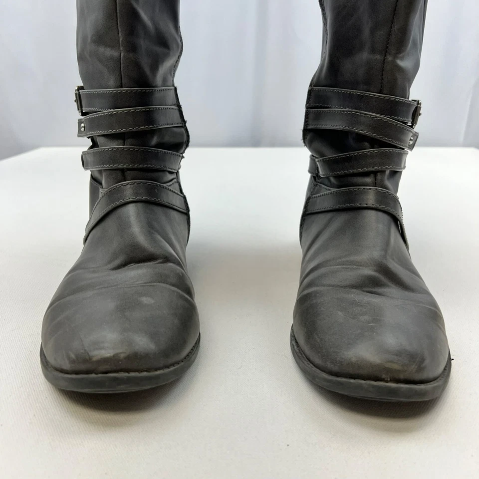 Botas para mujer Brash grises debajo de la rodilla con hebilla talla 12 cremallera Foto 4 de 4