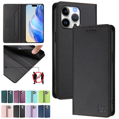 PU Leather Mag Flip Stand Wallet Case For iPhone 16 Pro Max 16e 15 14 13 12 11