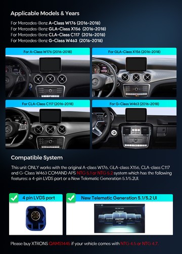 CarPlay Android 14 4+64GB Car GPS Stereo For Benz W176 X156 C117 W463 NTG5.1 5.2 - Picture 12 of 24
