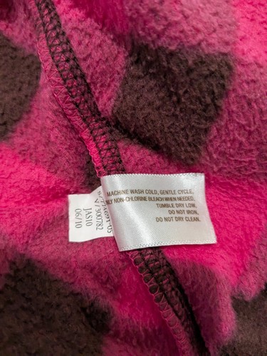 Old Navy Girls Vest Pink Brown Buffalo Plaid Fleece M (8) 2010 Zip Front - Picture 11 of 12