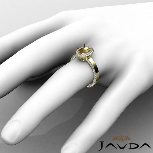Diamond Engagement Halo Eternity Ring Oval Semi Mount 18k Yellow Gold 1.45 Carat - Picture 4 of 6