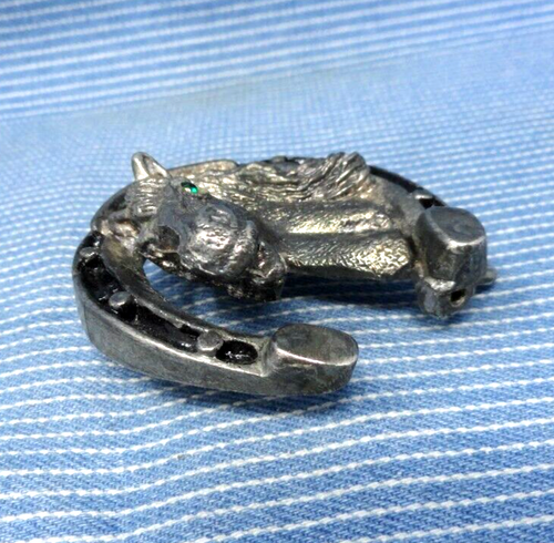 Western Dress Belt Buckle Horse Horseshoe Enamel Artisan Vtg 60s 70s .TYC834 - Picture 4 of 7