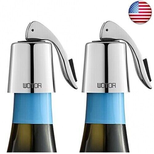 WOTOR Wine Stopper Stainless Steel Wine Bottle stopper Plug Silicone 2-pack gift - Picture 1 of 11