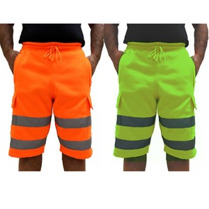 Fleece Material Jogging Shorts Zi Workwear Hi Vis Jersey Orange HI VIS VIZ Combat Shorts 2 Side Pockets