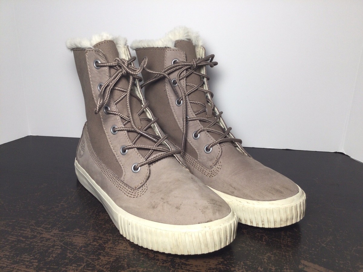 Timberland Women's Skyla Bay Taupe Fleece Fold Down Boot A2M2G Size