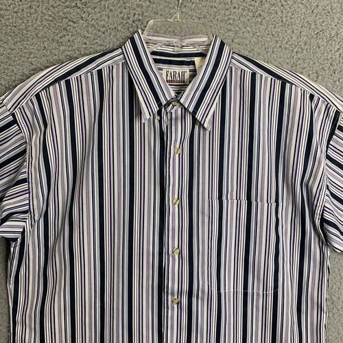 Farah Classics Button Shirt Mens Large Multicolor Striped Short Sleeve Cotton PL - Picture 3 of 10