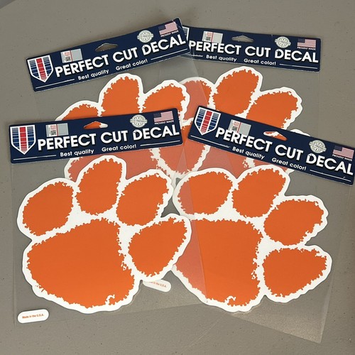 4 Clemson University Large Tiger Paw Decals 8" x 8" New Wincraft - Foto 1 di 11