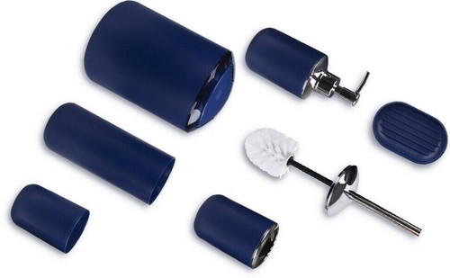 Bathroom Accessories Set 6 Piece, Blue Bath Ensemble for Decorative Countertop - Picture 7 of 8