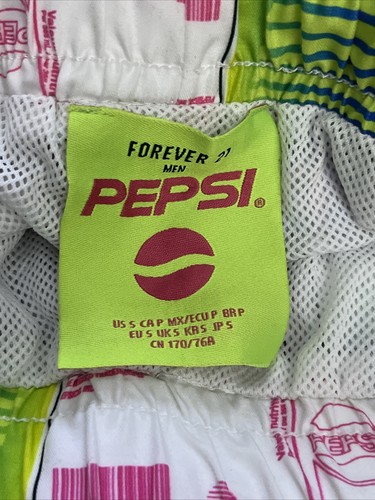 NEW! Men’s Forever 21 Pepsi Swim Shorts Trunks Retro Bright Neon Colors Sz S NWT - Picture 5 of 5