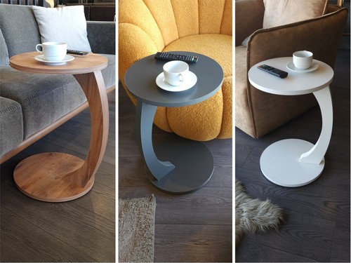 B-Ware Beistelltisch C-Form runder  Couchtisch, Sofatisch Rollen Wohnzimmer - Bild 1 von 50