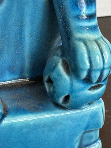 Vintage Chinesisches Porzellan Foo Hunde Tempel Türkis Blau Antik 8 cm - Bild 12 von 14