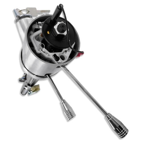 28" Tilt Manual Steering Column Floor Shift with Ignition Key &Adapter Stainless - Picture 4 of 6