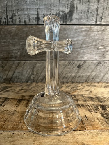 Vintage Lead Crystal Deplomb Glass Crown Crucifix - Picture 4 of 10