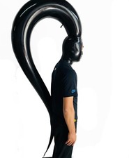 Latex gummi inflatable long mask S shade halloween cosplay inflatable hood