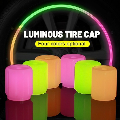 4-8pcs Car Luminous Tire Valve Caps Fluorescent Night Glowing Motorcycle Bike - Picture 2 of 30