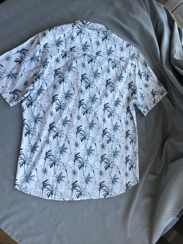 Michael Brandon Hawaiian Dress White Blue Shirt Mens Sz XL Slim Fit NWT - Picture 10 of 16