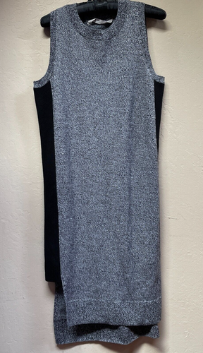 Athleta Womens Merino Wool Sleeveless Sweater Knit Midi Dress Small Gray/Black