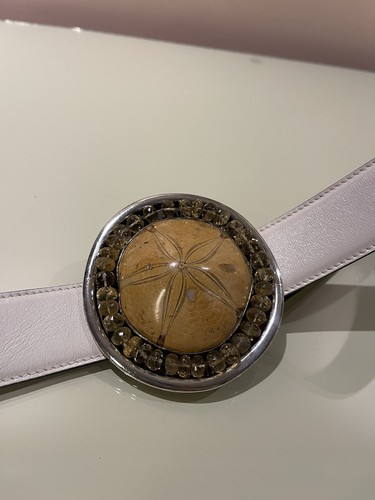 PAT AREIAS 185g Heavy Sand Dollar Fossil BELT BUCKLE 925 Sterling Silver RARE - Picture 5 of 15