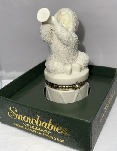 Snowbabies ~ CELEBRATE - baby playing trumpet ~ Trinket Box //MIB// - Picture 8 of 9