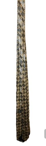 Stacy Adams Hand Made Tie Yellow Gold Brown Black 100% Silk - Picture 3 of 5