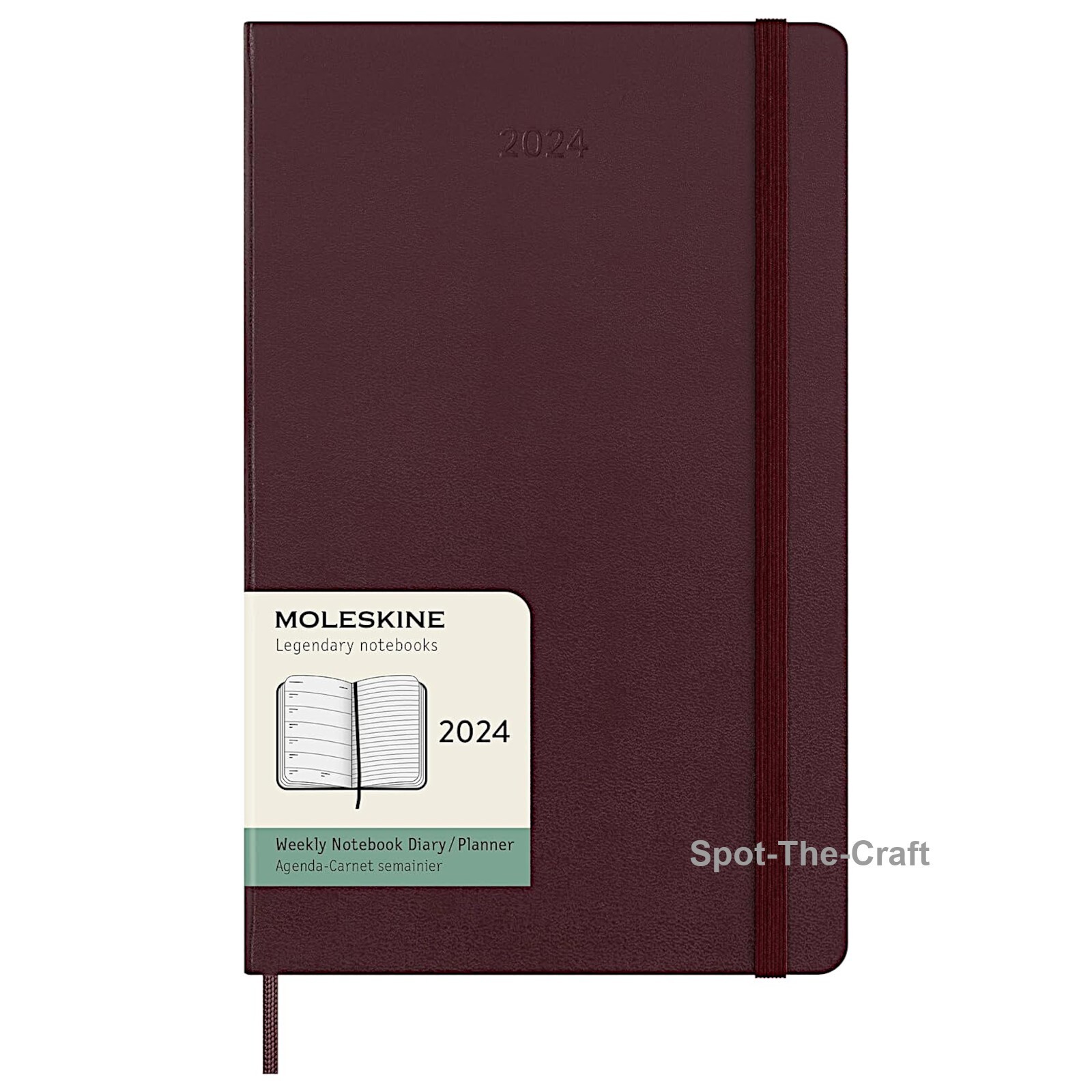 Moleskine 2024 Weekly Notebook Planner Large Hard Cover Burgundy