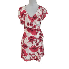 Free People French Quarter Wrap Mini Dress Pink and White Floral size Large