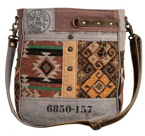 Bolso de Hombro Myra Bag 8025 Rigaud Rail Express Lona Reciclada Cuero de Vaca - Imagen 1 de 4