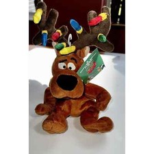 1998 Scooby Doo Beanbag Plush Reindeer Antlers Christmas Lights Warner Bros NOS