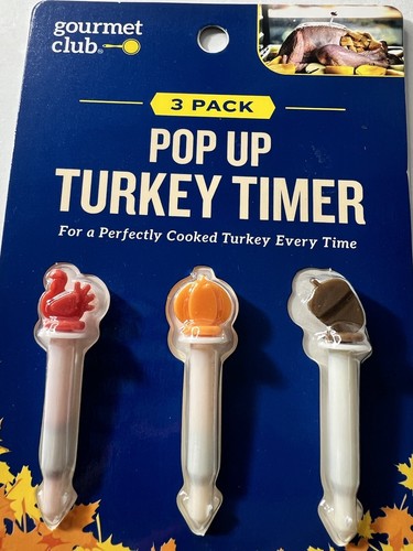 Gourmet Club 3-Pack Pop Up Turkey Timer Pumpkin Acorn Turkey Thanksgiving Decor - Picture 3 of 3